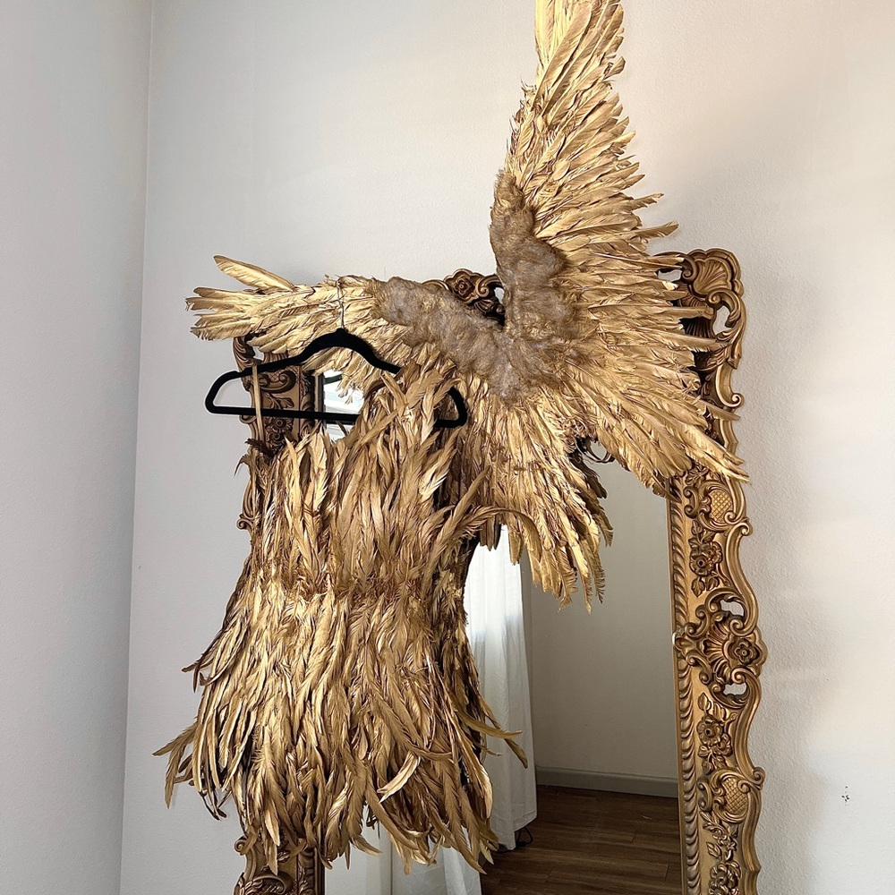 Gold feather fairy costume Halloween 2024 Kendall Jenner